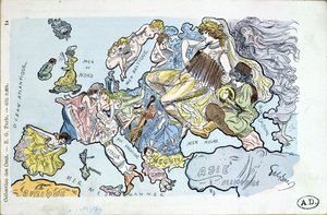 Postal representando os países da Europa como mulheres europ de Gil Baer
