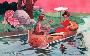 A Idade da Pedra: subir o rio (litografia a cores)