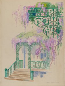 Grade de varanda de ferro fundido, c. 1936.