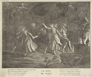 Noite: dança redonda de homens e mulheres jovens
La nuit / A noite (título sobre o objecto) de Gilbert Schoute