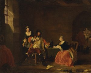O Capitão Macheath é travado por Polly e Lucy na "Beggar