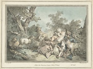 Pastora abraçada por Amor de Gilles Antoine Demarteau