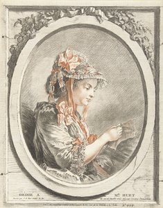 Mulher a ler em oval de Gilles Demarteau