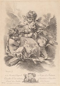 Alegoria da Pintura com Três Querubins (99) de Gilles Demarteau the Elder after François Boucher