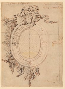Design para uma moldura oval no tema de Vênus vitoriosa de Gilles Marie Oppenord