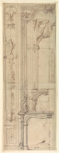 Projetos para lareiras para o Hotel de Pomponne, Place des Victoires, Paris de Gilles Marie Oppenord