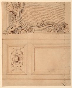 Desenho, Projeto para a parte inferior de um painel de parede, 1714 de Gilles Marie Oppenord