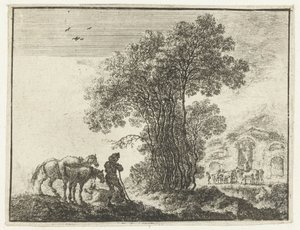 Paisagem com um agricultor e dois cavalos de Gilles Neyts