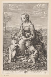 Maria com criança e João Batista em uma paisagem de prado de Gilles Rousselet