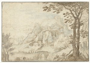 Paisagem de montanha com um rio de Gilles van Coninxloo (II)