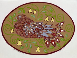 Perdiz em uma árvore de pêra (impressão) de Gillian Lawson