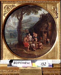 A família de Enoque (ou Henoch ou Enoc ou Henoc). Família Enoch. Pintura de Gillis Mostaert (1534-1598). Arte holandesa, Maneirismo. Óleo sobre tela. Museu de Belas Artes Ivan Kramskoy (ou Kramskoi) em Voronezh, Rússia.
