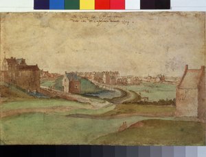 ""Paisagem Perto de Antuérpia na Bélgica"" (Paisagem Perto de Antuérpia) Aquarela Por Gillis Mostaert (1534-1598) 1566 Museu Pushkin, Moscou