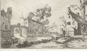 Fazenda e torre em um rio (Het Heor) Paisagens com os cinco sentidos (título da série) de Gillis van Scheyndel (I)