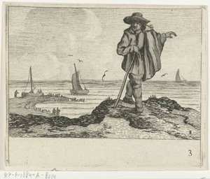 Paisagem de dunas com um andador Verscheyden Praias e paisagens aquáticas feitas por Jan Percelles (título da série) de Gillis van Scheyndel (I)