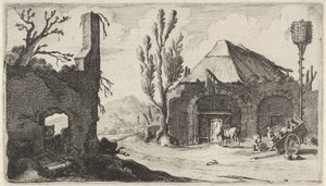 Estrada rural perto de uma ruína e de uma estalagem
Doze paisagens (título da série) de Gillis van Scheyndel (I)