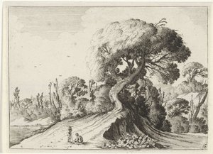 Dois homens na frente de uma grande árvore Sete paisagens (título da série)