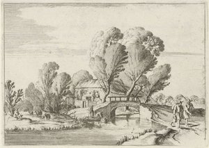 Dois caminhantes por um canal Sete paisagens (título da série) de Gillis van Scheyndel (I)