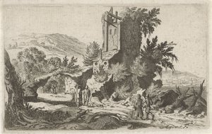 Caminhantes em uma ruína Seis paisagens (título da série) de Gillis van Scheyndel (I)