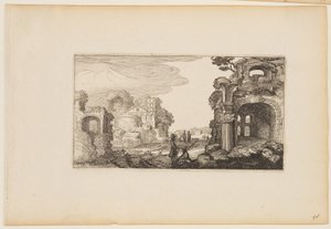 Caminho entre ruínas romanas, de Doze paisagens com figuras de Gillis van Scheyndel