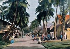 Rua em Port Blair, Ilhas Andaman e Nicobar, Oceano Índico, c1890