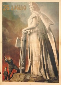 Segunda Guerra Mundial - 25 de Julho, Pietro Badoglio a quebrar simbolicamente o fascismo auxiliado pelo Rei Vittorio Emanuele III