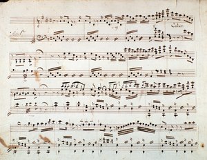 Primeira página de partituras para a sinfonia reduzida para o piano de Otello, ópera de Gioacchino Rossini