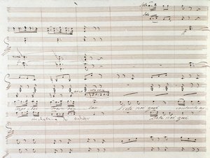 Página da partitura de Le Comte Ory com correcções manuscritas de Gioacchino Rossini de Gioachino Rossini