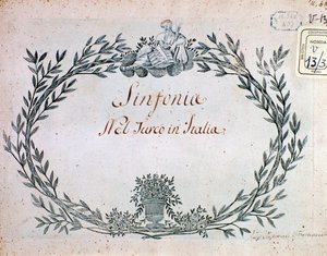 Página da partitura musical da sinfonia do turco na Itália de Gioacchino Rossini de Gioachino Rossini
