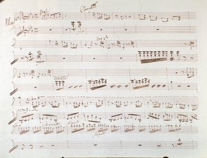 Página de partitura musical de violino para sinfonia em Cinderela, ou Goodness Triumphant de Gioacchino Rossini