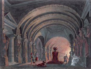 Cenografia para a Lei IV de Semiramida de Gioacchino Rossini (1792-1868), gravura