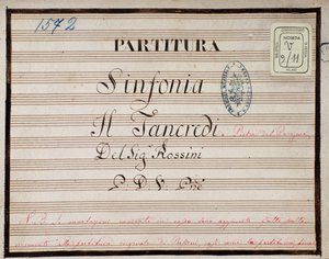 Música para a sinfonia reduzida para o piano de Tancredi, ópera de Gioacchino Rossini