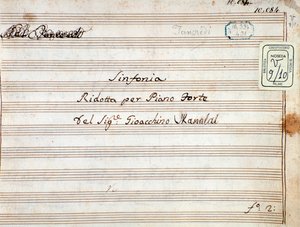 Música para a sinfonia reduzida para o piano de Tancredi, ópera de Gioacchino Rossini