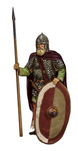Bárbaro: guerreiro ostrogoth (soldado ostrogoth, confederação tribal germânica)