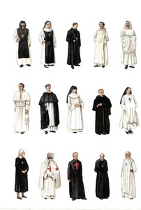 Trajes e vestidos de freiras e monges em diferentes épocas. de Giorgio Albertini