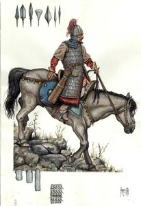 Idade Média: soldado da cavalaria pesada húngara. Século IX de Giorgio Albertini