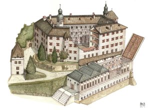 Arquitetura renascentista: reconstrução do castelo de Ambras de Giorgio Albertini