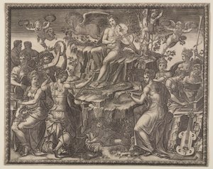 Apolo e as Musas no Monte Parnaso de Giorgio Ghisi