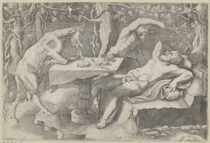 Silenus, um sátiro e um bode
Silenus adormecido