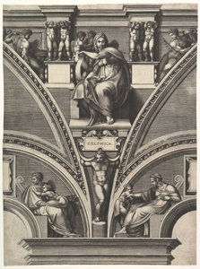 A Sibila Delfa, da série de Profetas e Sibilas na Capela Sistina, 1570-75. de Giorgio Ghisi