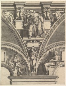 O Profeta Ezequiel, da série de Profetas e Sibilas na Capela Sistina, 1570-75. de Giorgio Ghisi