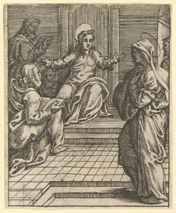 A Virgem das Dores: Cristo Disputando com os Médicos, uma das nove companhias vizinhas..., por volta de 1575. de Giorgio Ghisi