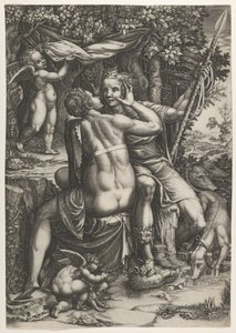 Vênus e Adônis, c. 1570. de Giorgio Ghisi