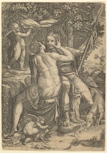 Vênus e Adônis ca. 1570 de Giorgio Ghisi