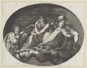 Vénus, duas deusas e duas putti
Pinturas de tecto oval na Galerie d