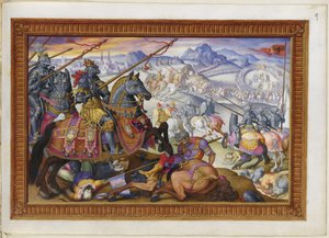 Acrescentar MS 33733 f.9 Suleiman e o seu exército expulso do Cerco de Viena de Giorgio Giulio (attr. to) Clovio
