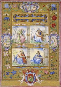 Os quatro evangelistas, dentro de uma fronteira de flores, pássaros e insetos, 1572