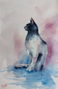 Gato elegante em aguarela de Giorgio Gosti