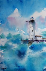 Farol no meio das ondas de Giorgio Gosti