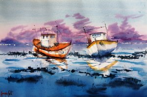 Reflexões sobre os barcos na maré baixa de Giorgio Gosti